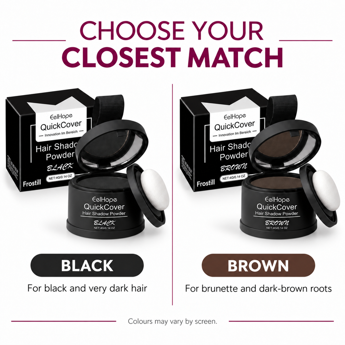 QuickCover Black and Brown shade guide