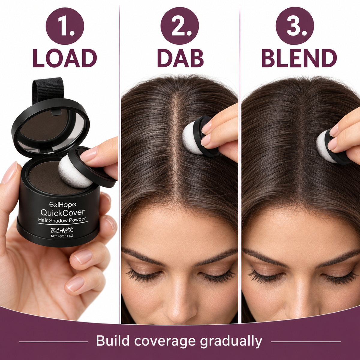How to load, dab, and blend root touch-up powder